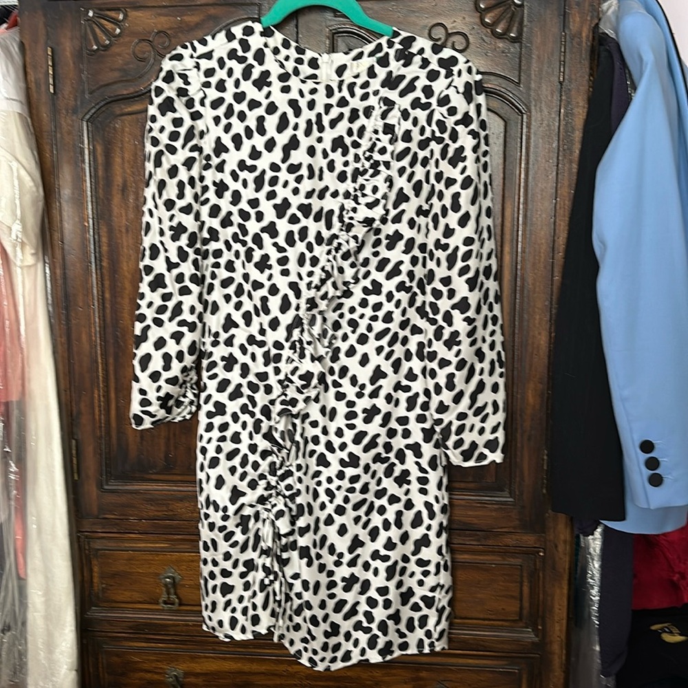 Rixo silk white and black spotted dress. Size Small